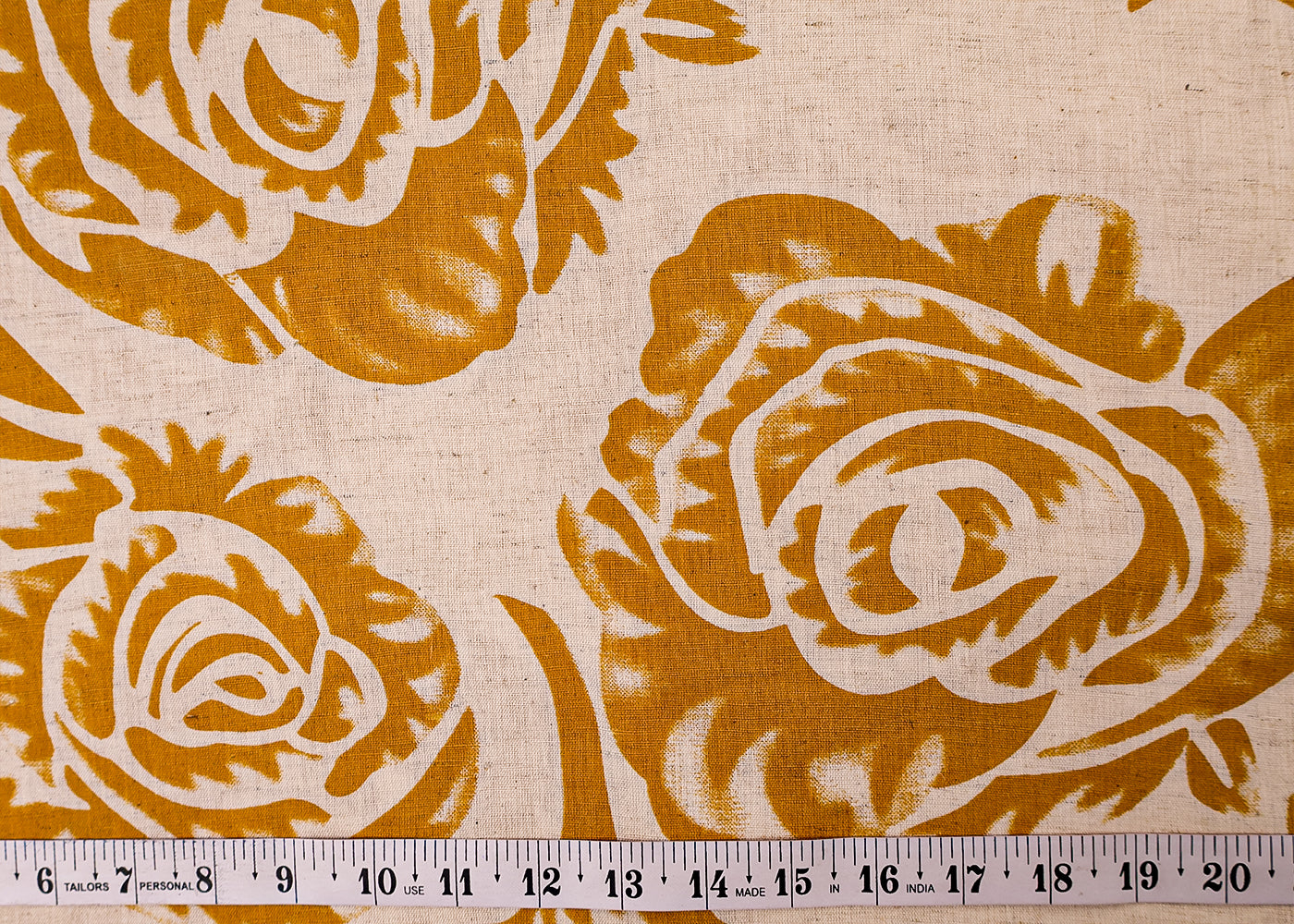 Mustard Cotton Flex Fabric with Hand Block Allover Floral Print 15496