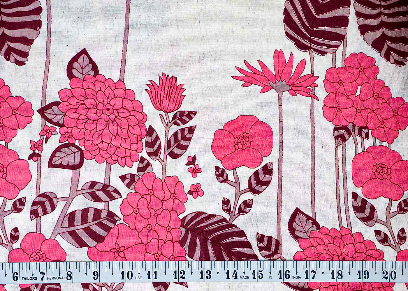 Pink Cotton Flex Fabric with Hand Block Floral Border Print 15511