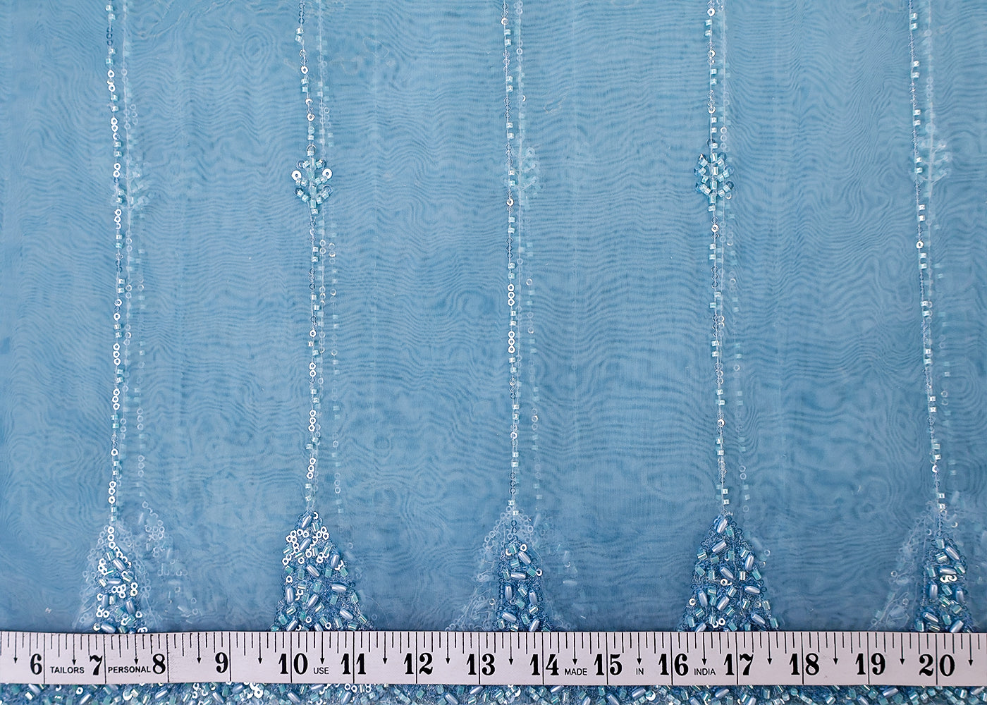 Sky Blue Imported Jimmy Choo Dupatta Fabric with All-Over Katdana & Sequins Work and Two-Side Border 15516