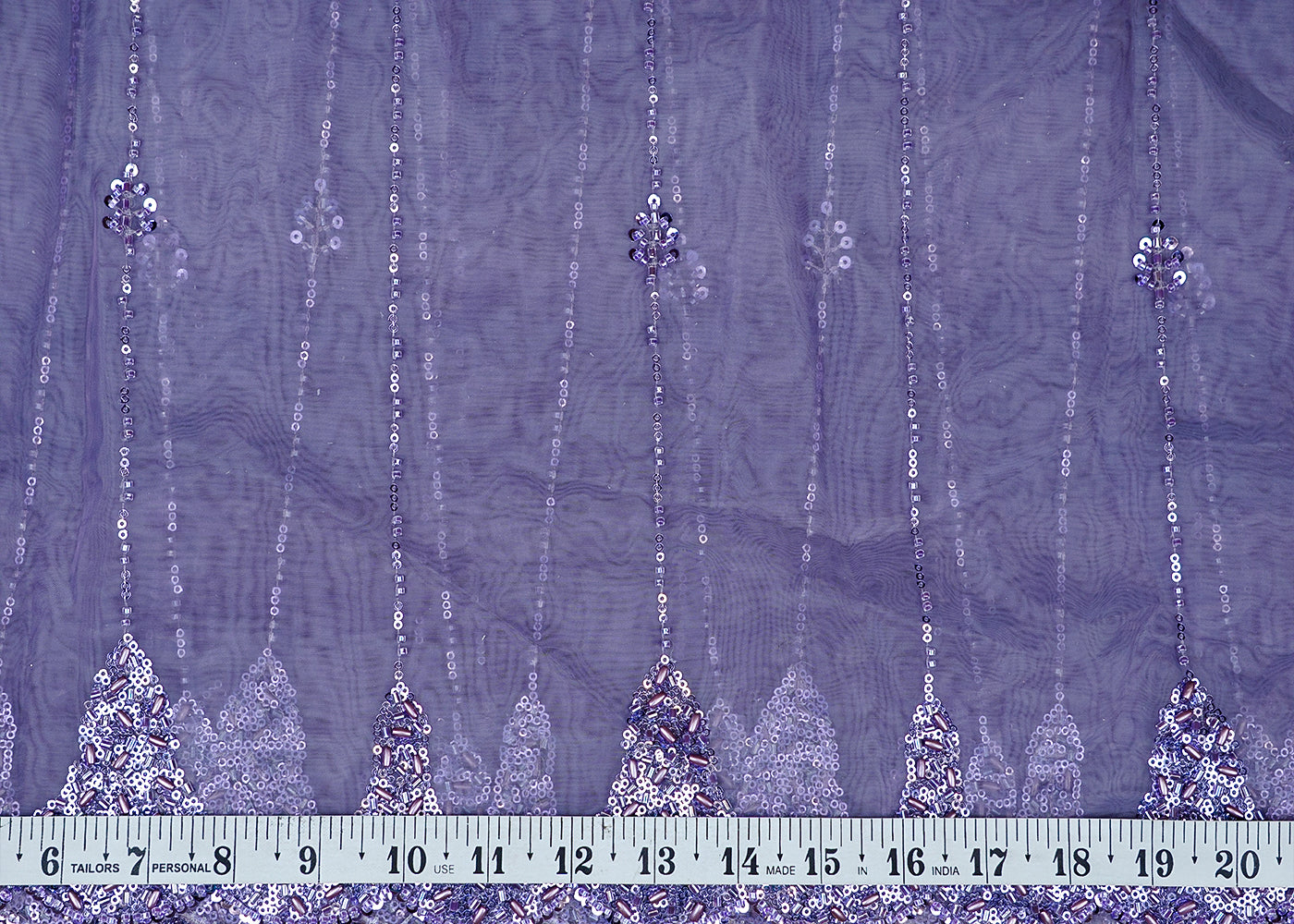 Lavender Imported Jimmy Choo Dupatta Fabric with All-Over Katdana & Sequins Work and Two-Side Border 15517