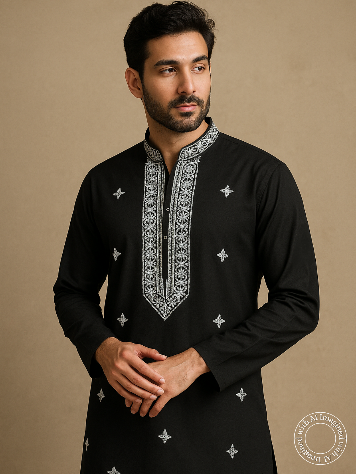 The Kohinoor – Unstitched Black Kurta Fabric for Men 15611