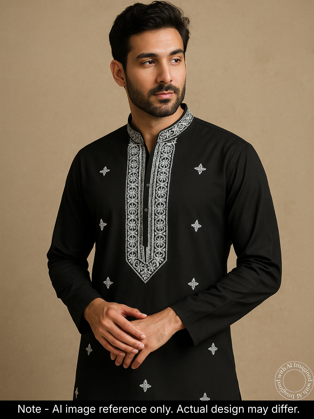 The Kohinoor – Unstitched Black Kurta Fabric for Men 15611