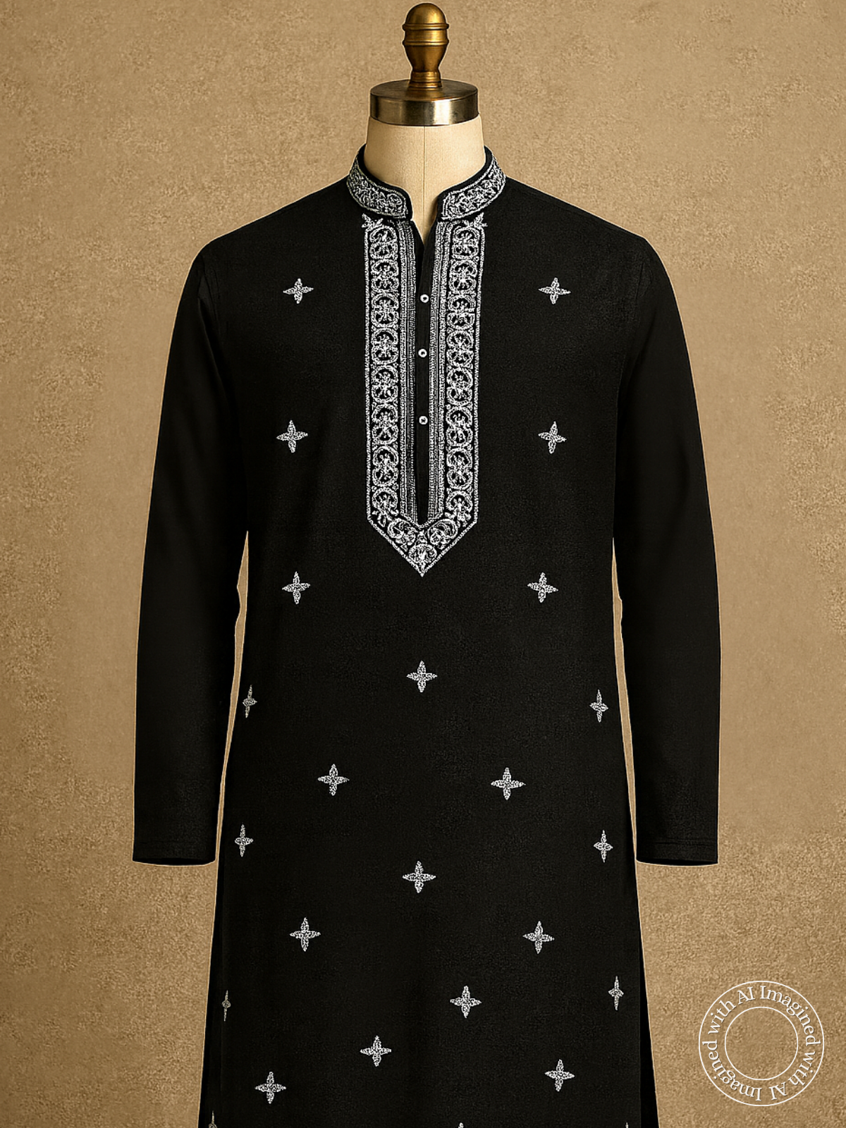 The Kohinoor – Unstitched Black Kurta Fabric for Men 15611