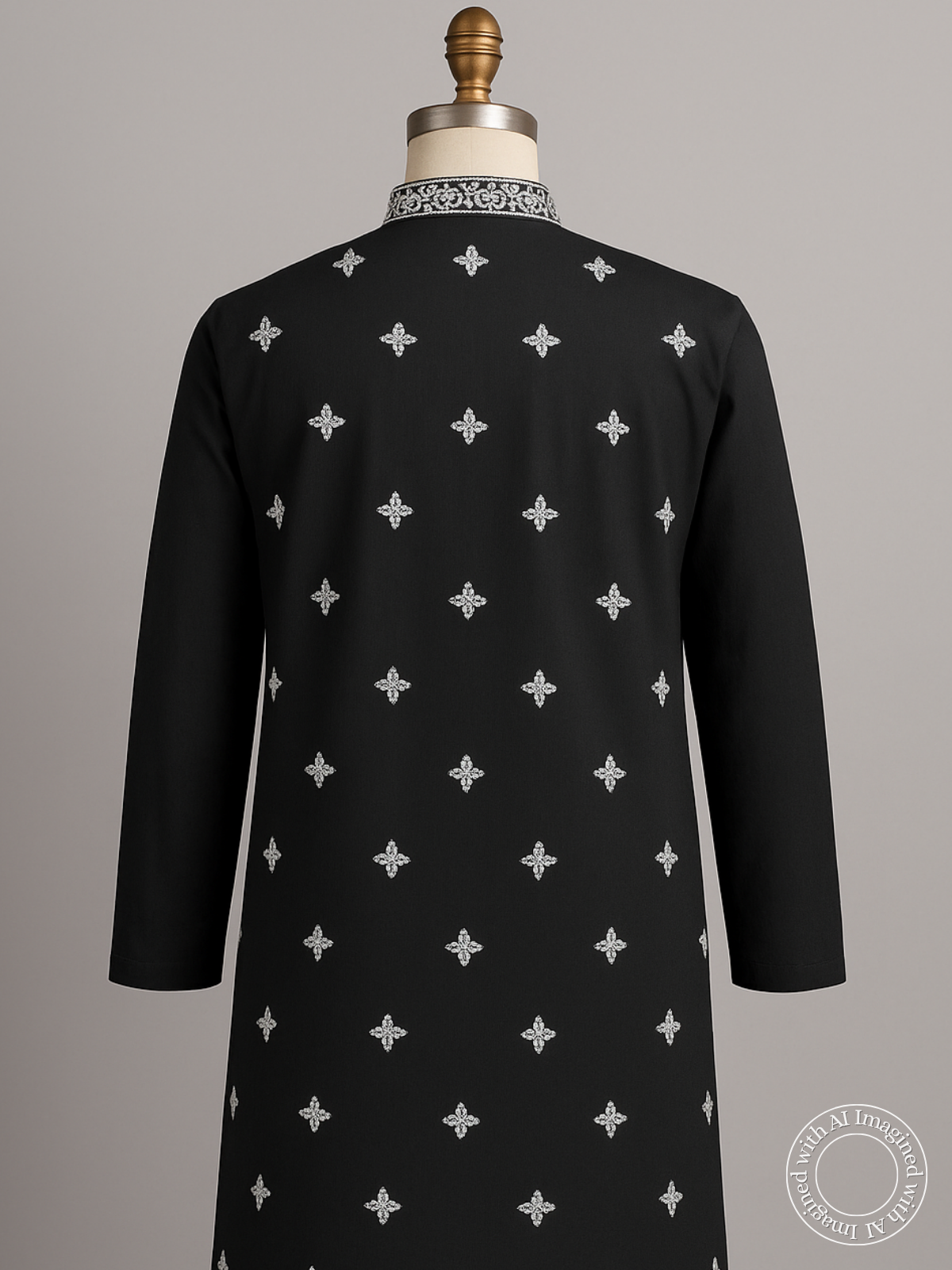 The Kohinoor – Unstitched Black Kurta Fabric for Men 15611