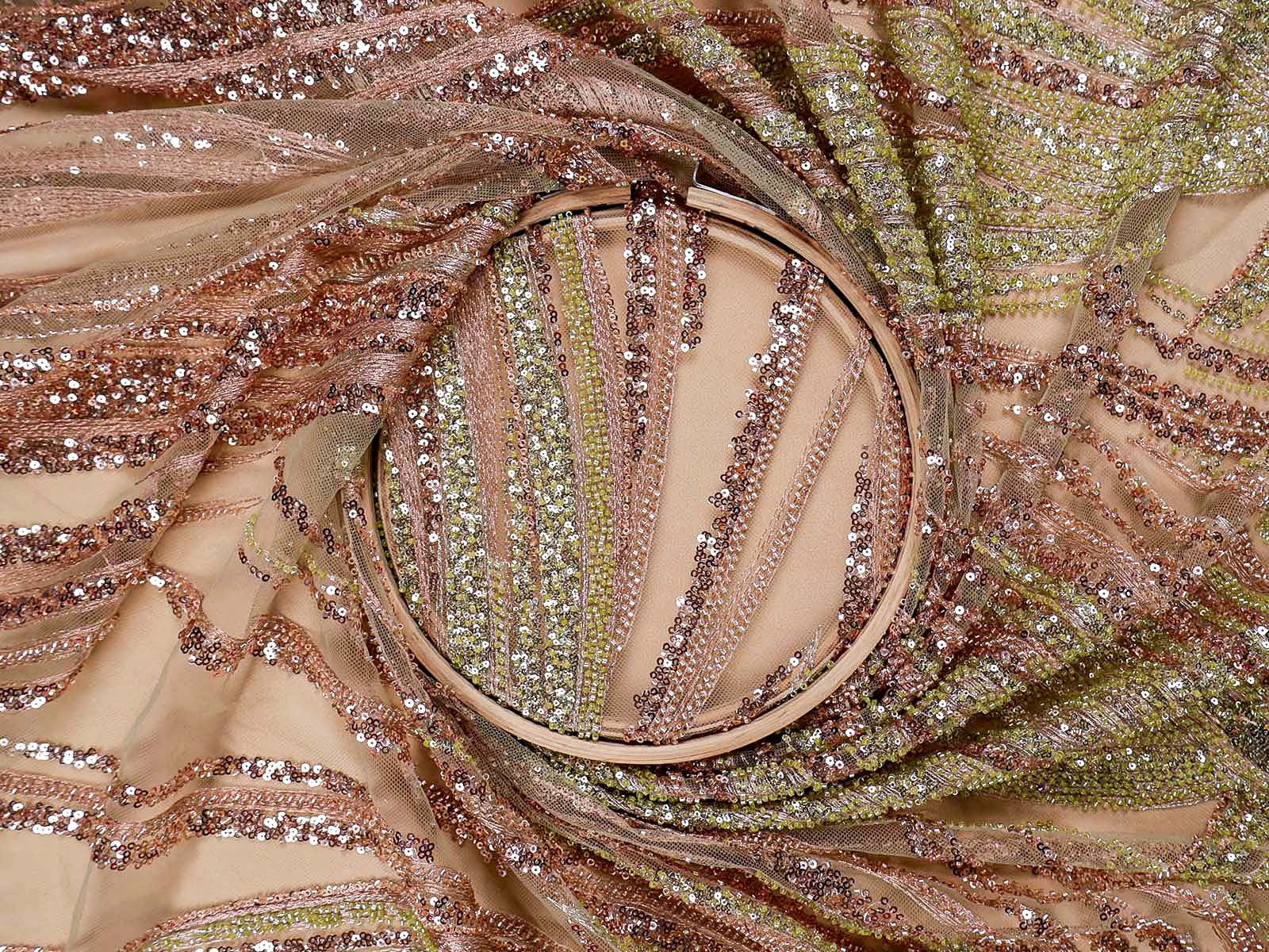 Pista Imported Net with All-Over Bead and Sequins Work 15613