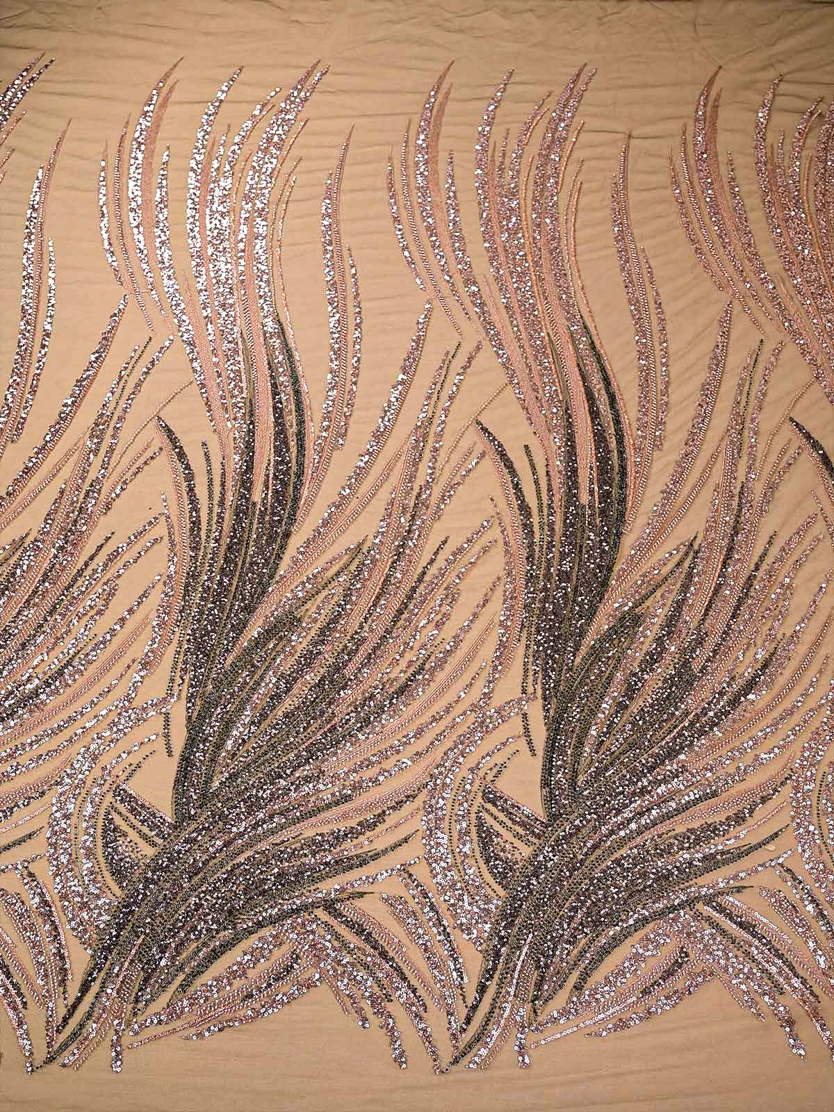 Mehendi Green Imported Net with All-Over Bead and Sequins Work 15617