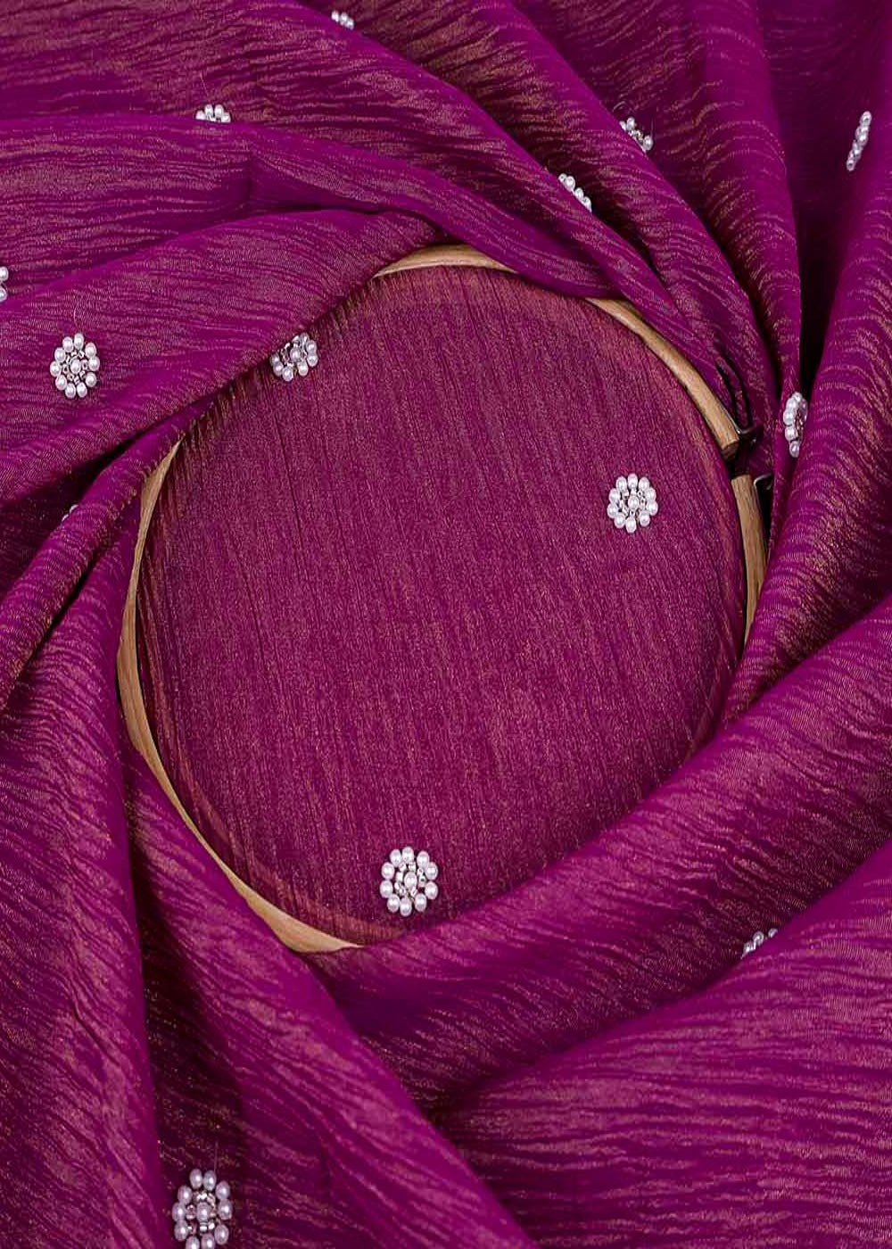Wine-Crushed-Tissue-Fabric-with-All-Over-Bead-Buti-Work-15640-close-view