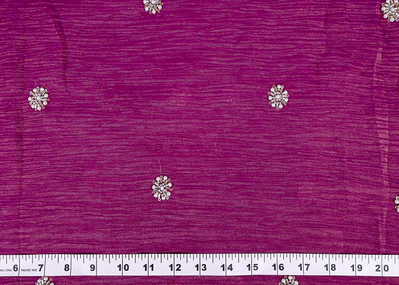 Light Plum Crushed Tissue Fabric with All-Over Bead, Sequins & Katdana Buti Work 15643