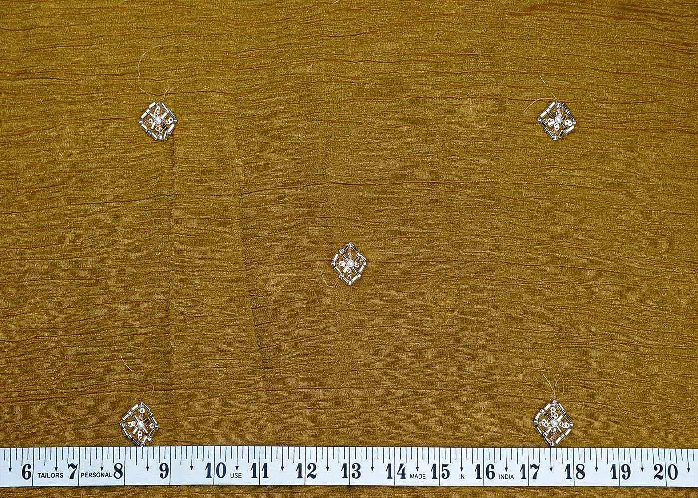 Bronze Crushed Tissue Fabric With All Over Katdana And Bead Work 15653