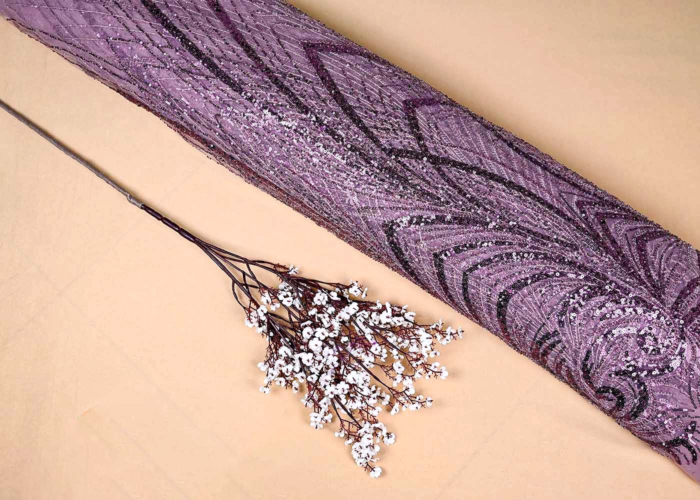 Onion  Imported Net with All-Over Bead and Sequins Work 15666