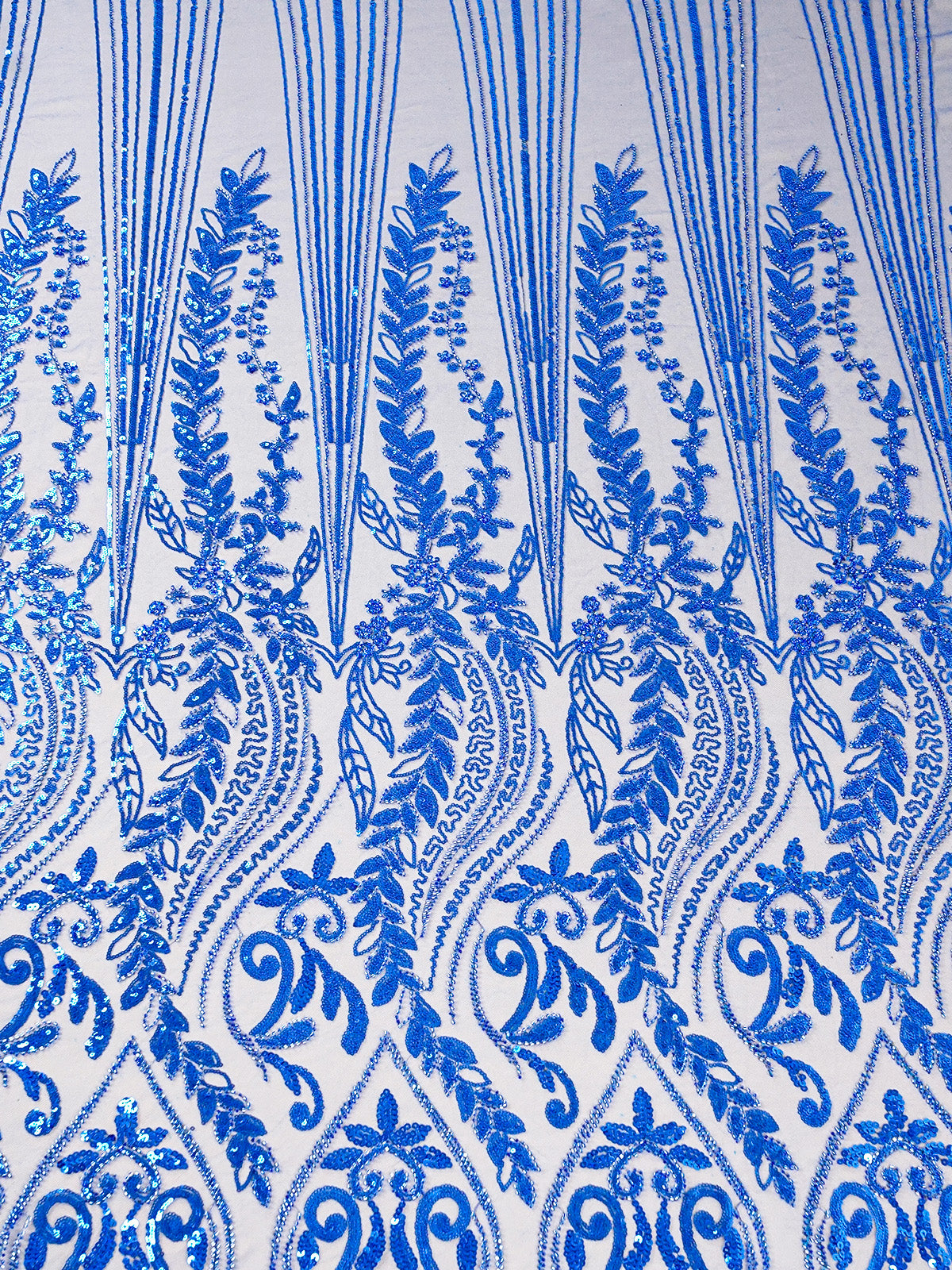 Royal Blue Imported Net Fabric with All-Over Katdana and Sequins Work with One Side Heavy Border 15674