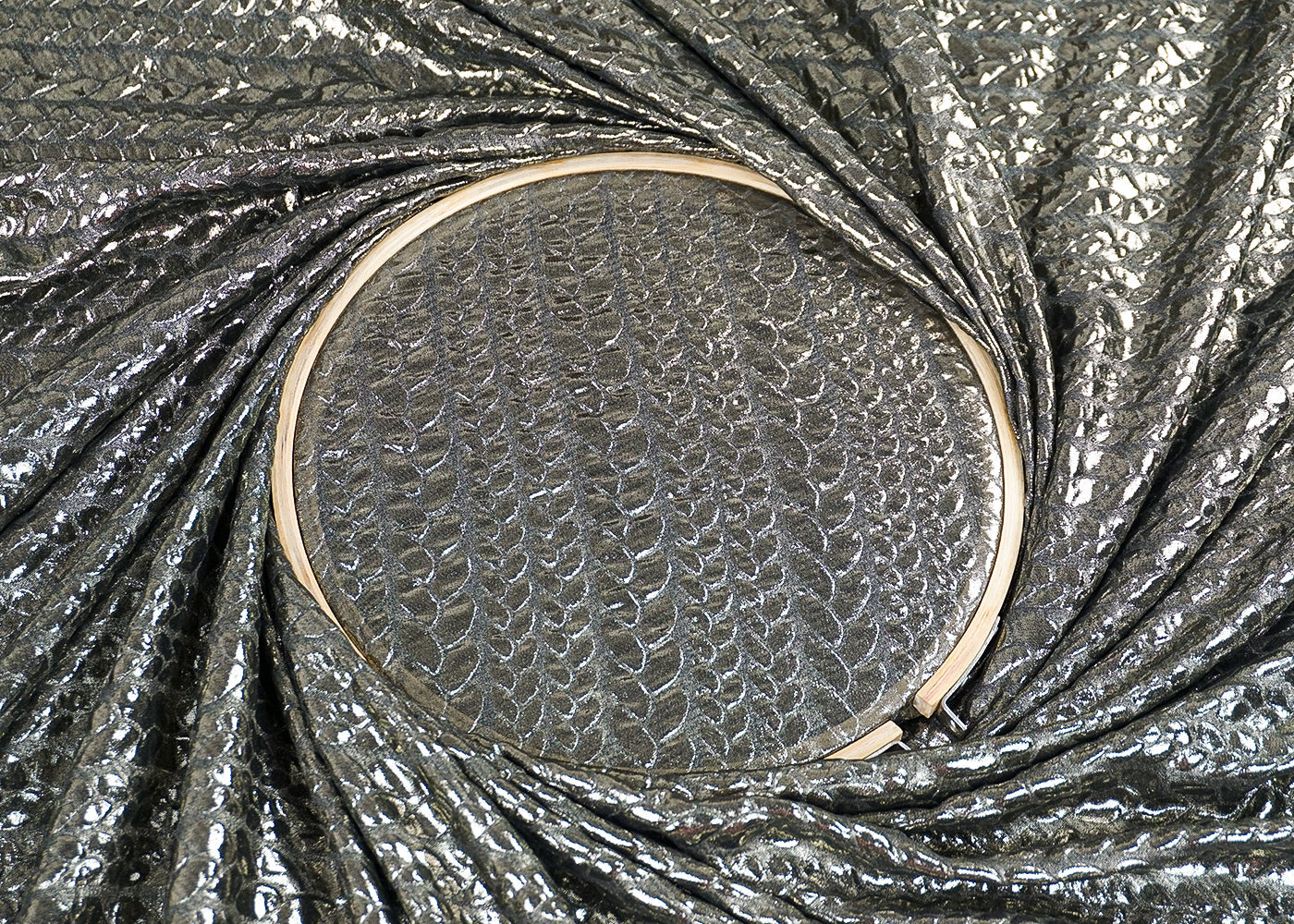Black Korean Georgette Fabric With  All Over Bubble Textured Fabric  15729