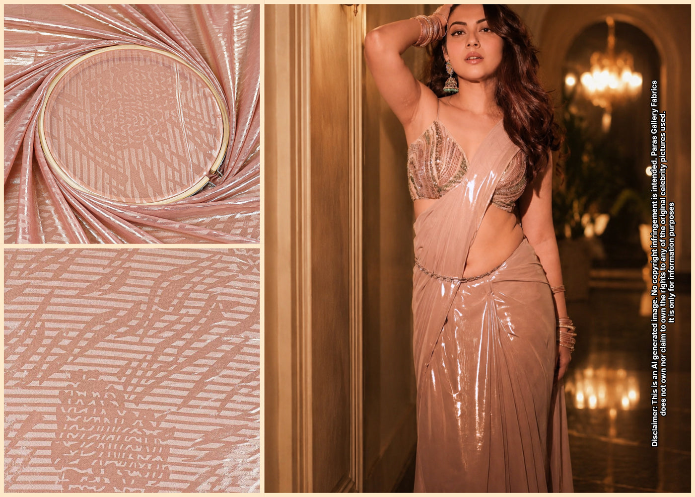 Reem Shaikh Inspired Edition | Peach Korean Georgette Unstitched Fabric 15736