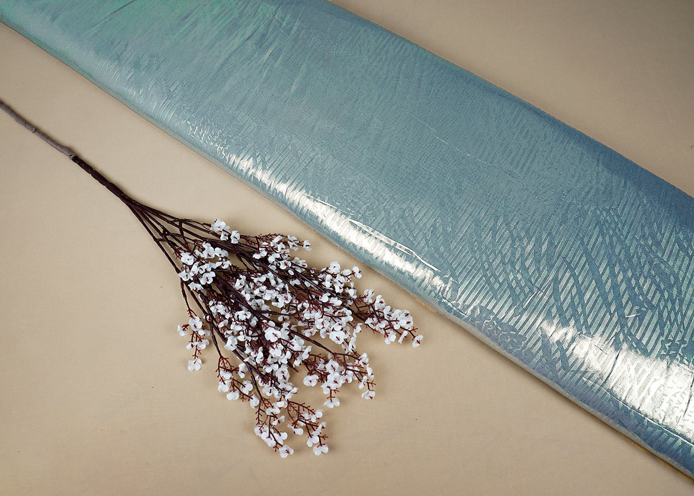 Aqua Blue Korean Georgette Fabric With  All Over Bubble Textured Fabric  15738
