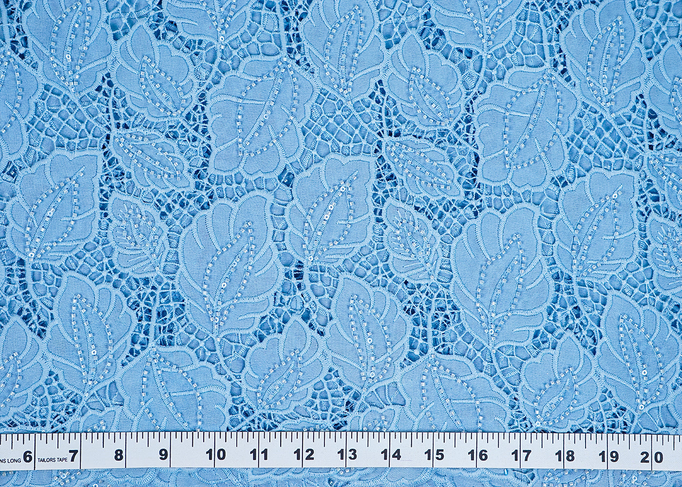 Blue Imported Crepe Fabric With All Over Cutwork 15748