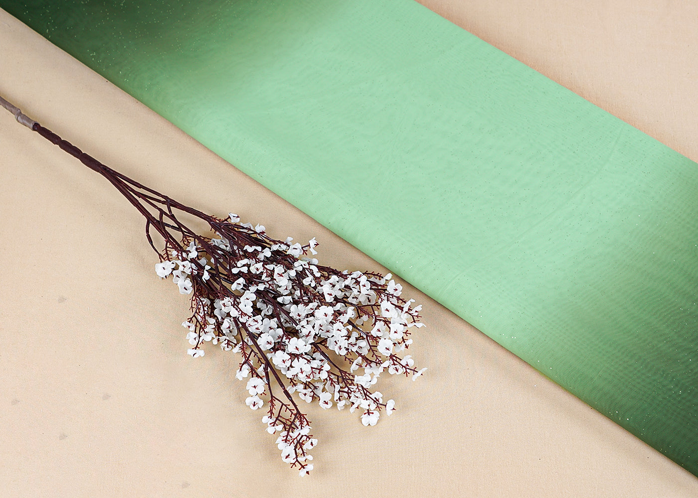 Aqua Green & Dark Green Imported Georgette Fabric With  Two Side Ombre Radiance And All Over Gliter 15763