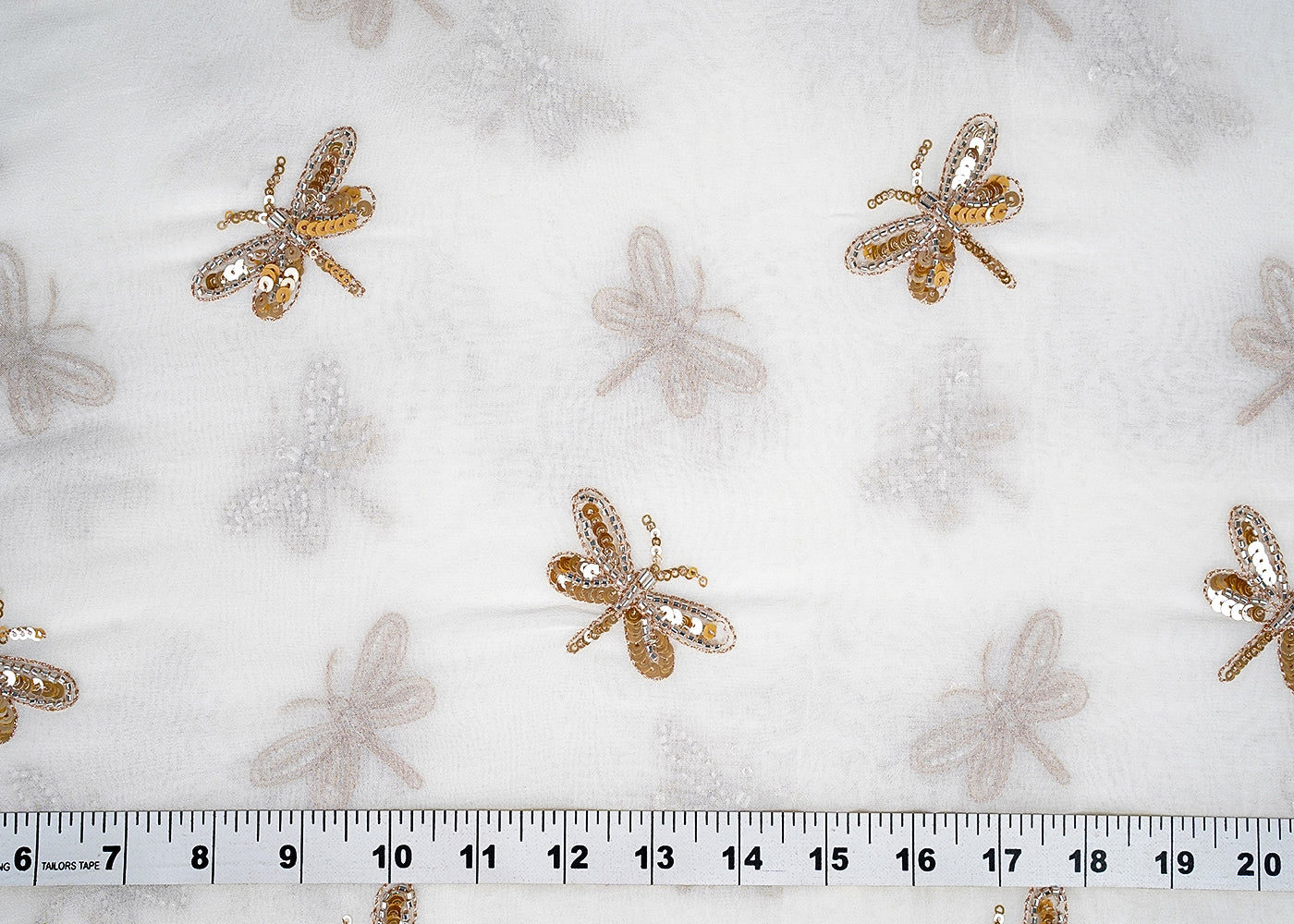 Dyeable Georgette white Fabric with All Over Zari, Bead, and Sequins Work 15794