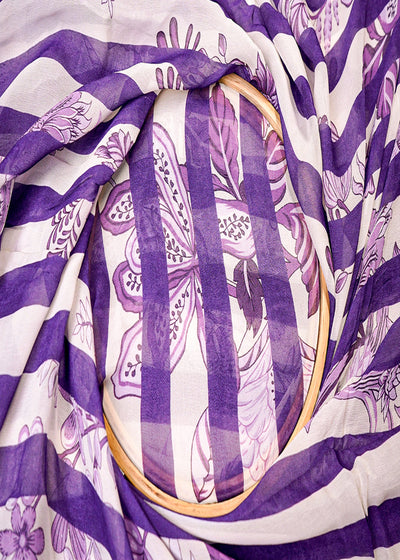 Purple Georgette Fabric with All Over Abstract Print 15806