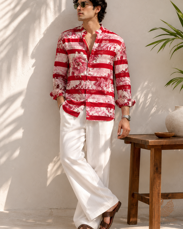 Red Georgette Fabric with All Over Abstract Print 15808