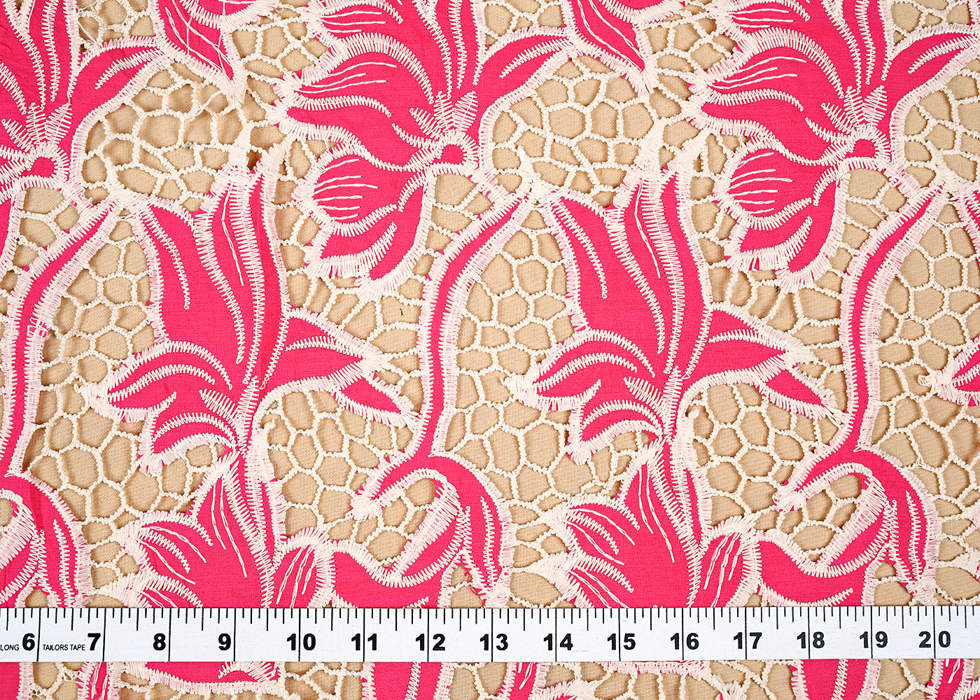 Pink Imported Crepe Fabric With All Over Cutwork 15823