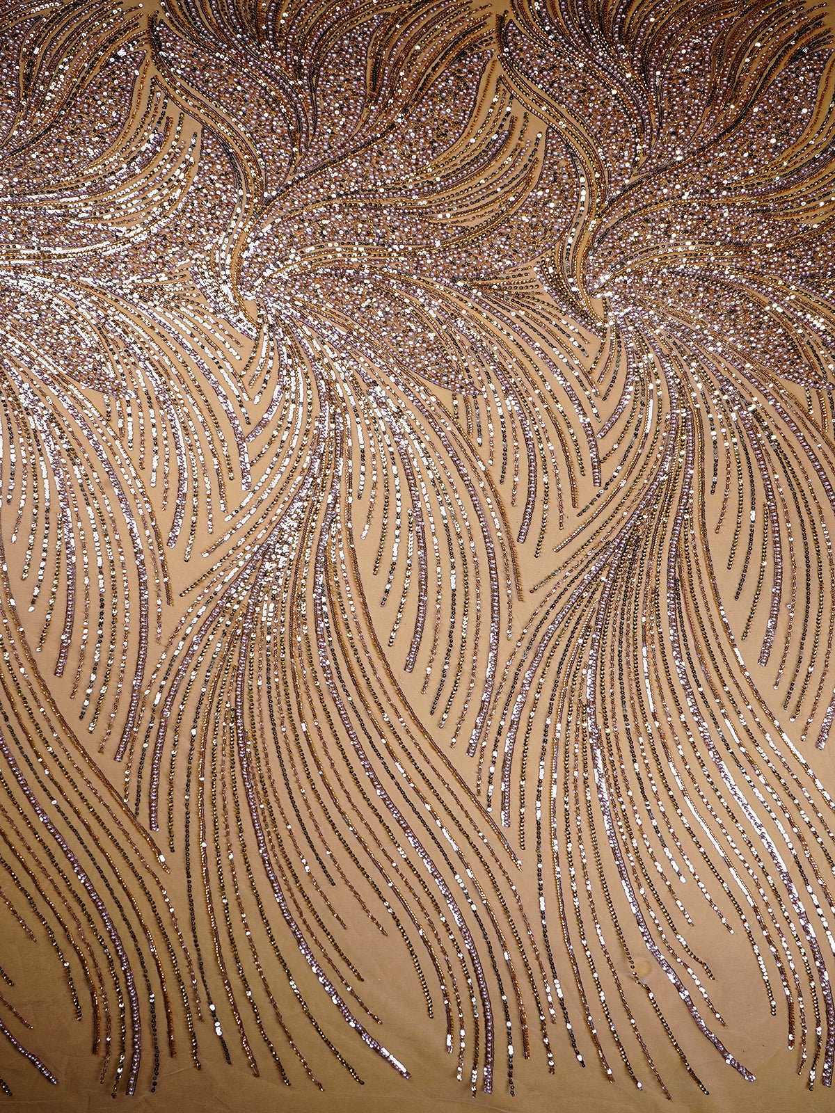 Onion Imported Net Fabric with All-Over Bead and Sequin Work 15831