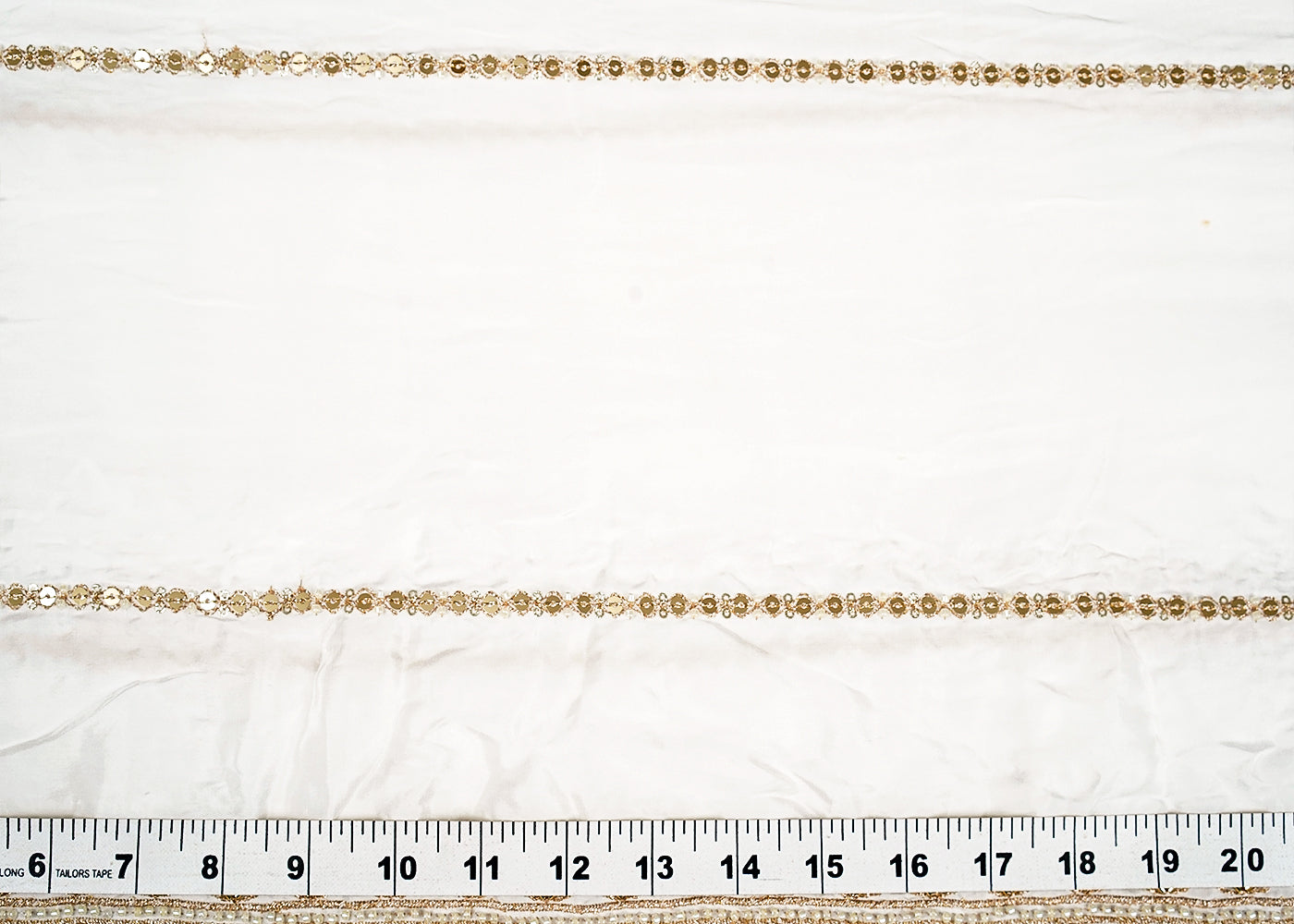 White Crepe Fabric Dupatta with All-Over Sequins, Katdana, and Bead Work with Two-Side Border 15839