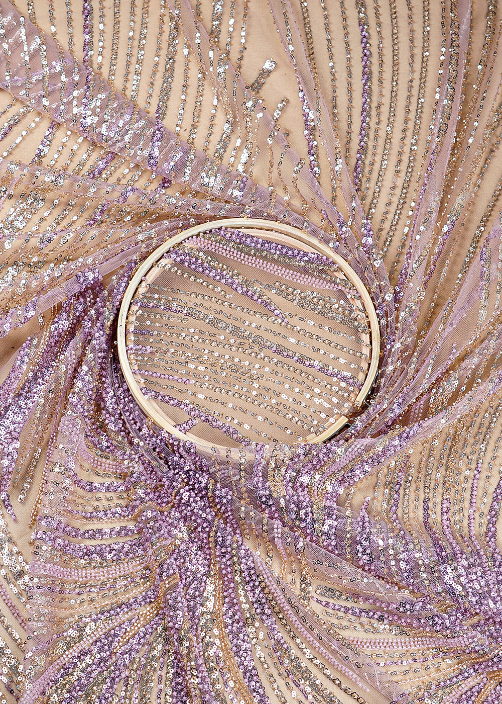 Onion Imported Net Fabric with All Over Sequins and Bead Work 15964