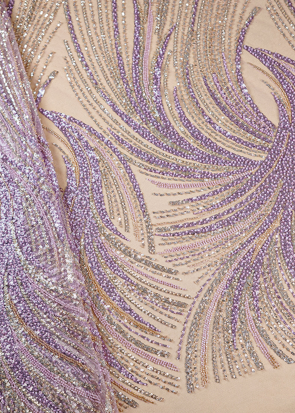 Onion Imported Net Fabric with All Over Sequins and Bead Work 15964