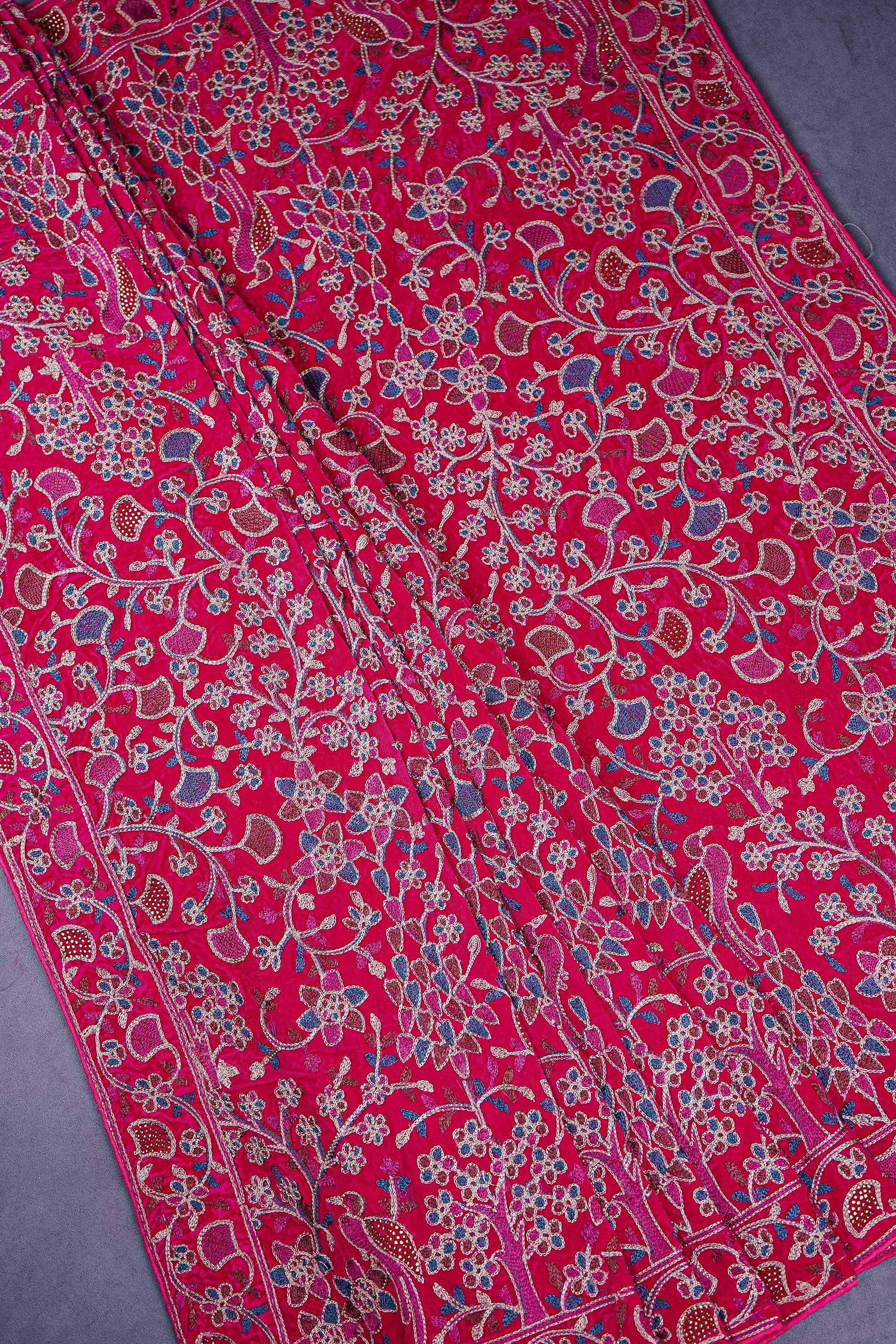 Pink Velvet Dupatta With All Over Thread And Sarwoski Work 16079