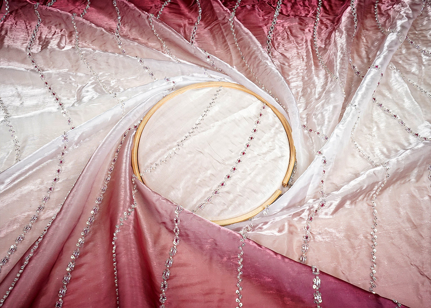 Wine Jimmy Choo Dupatta Fabric With Katdana and Sequins Work With Two Side Border 16103