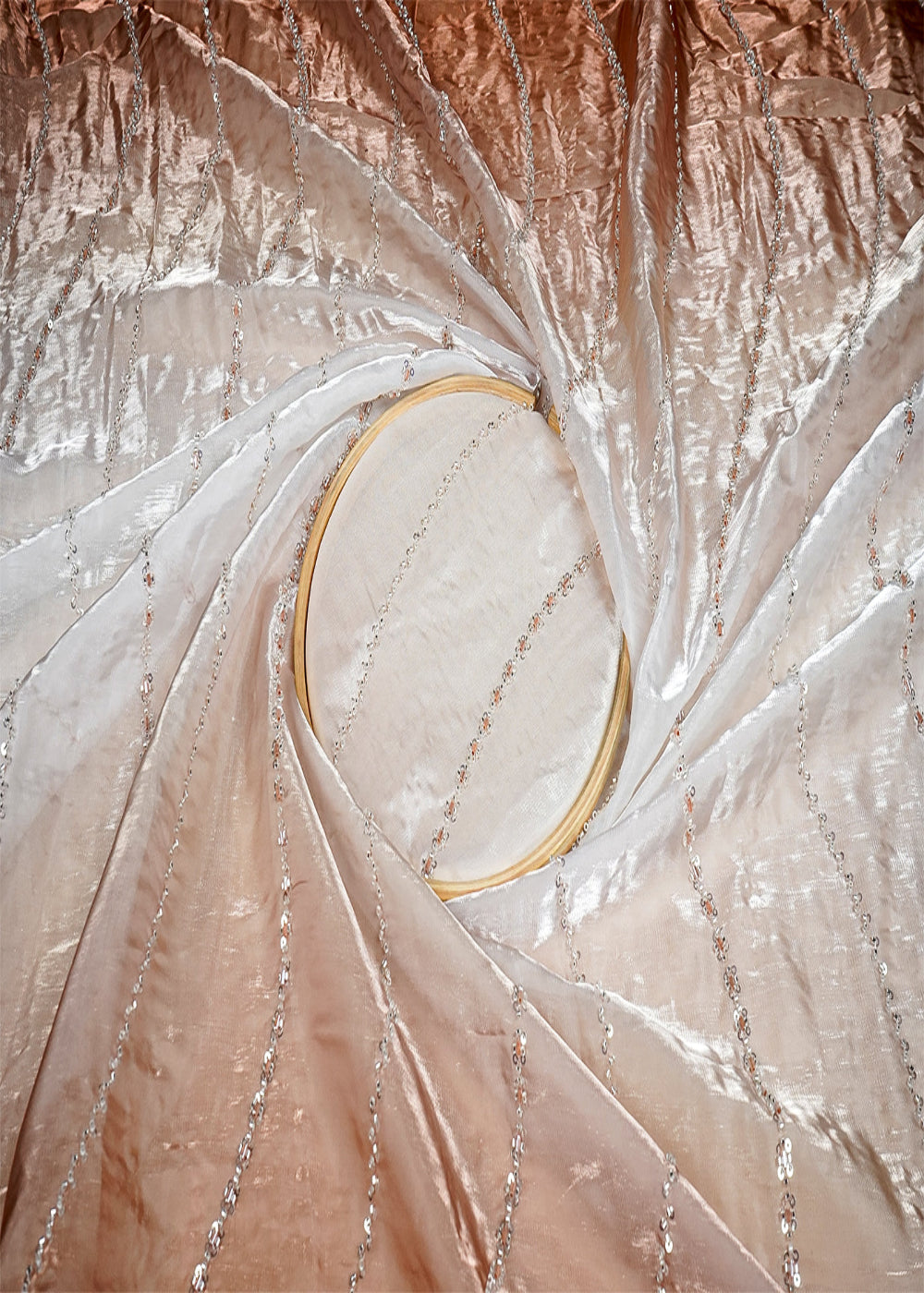 Brown-Organza-Satin-Dupatta-Fabric-With-Katdana-and-Sequins-Work-With-Two-Side-Border-16104-close-view