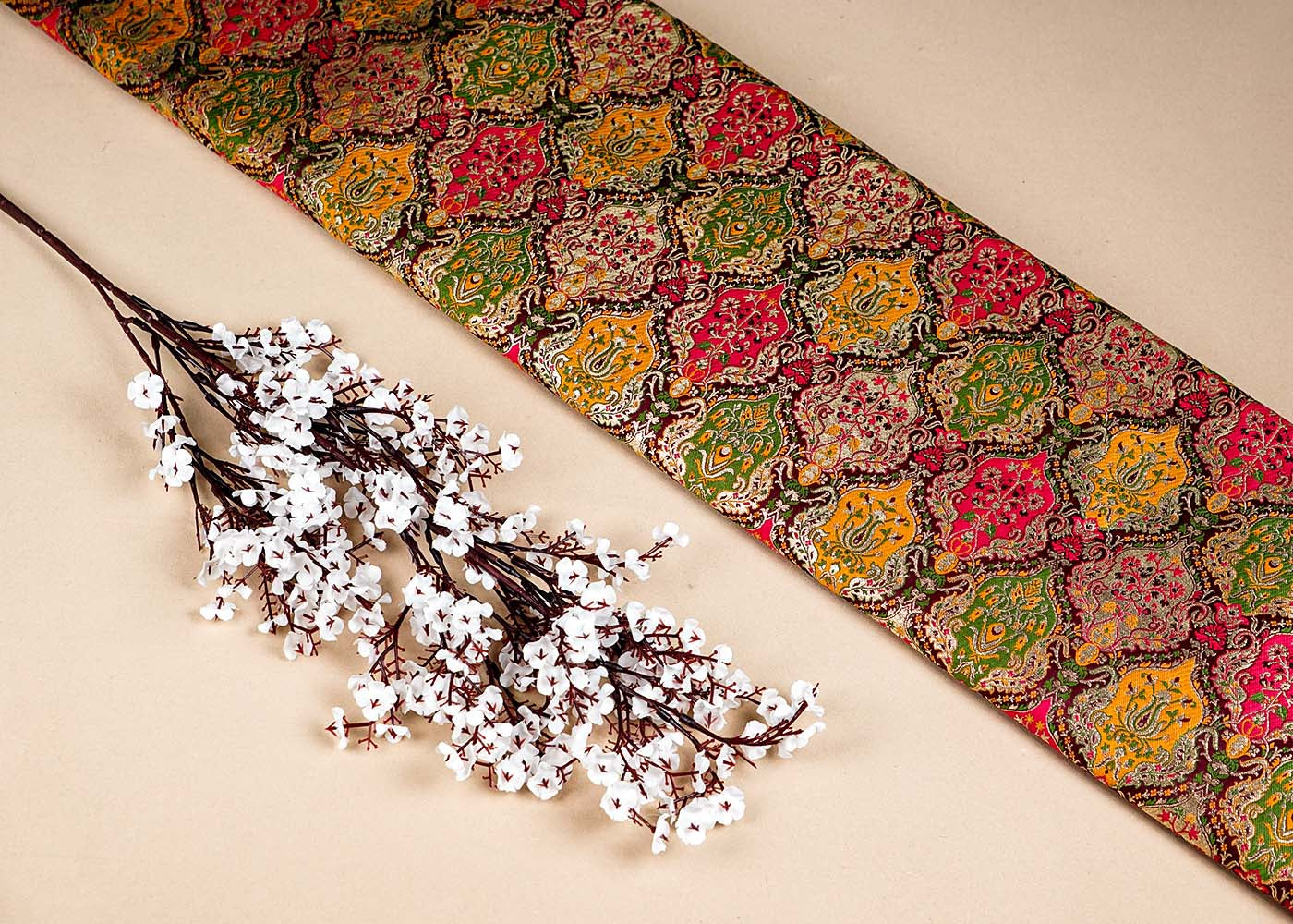 Maroon Banarasi Brocade Fabric With Allover Thread and Zari Handloom 16144