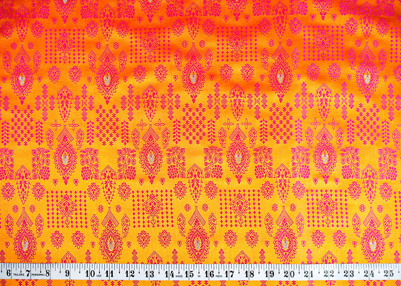 Gold Banarasi Brocade Fabric With Allover Thread and Zari Handloom 16167