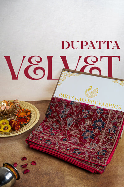 Pink Velvet Dupatta With All Over Thread And Sarwoski Work 16178