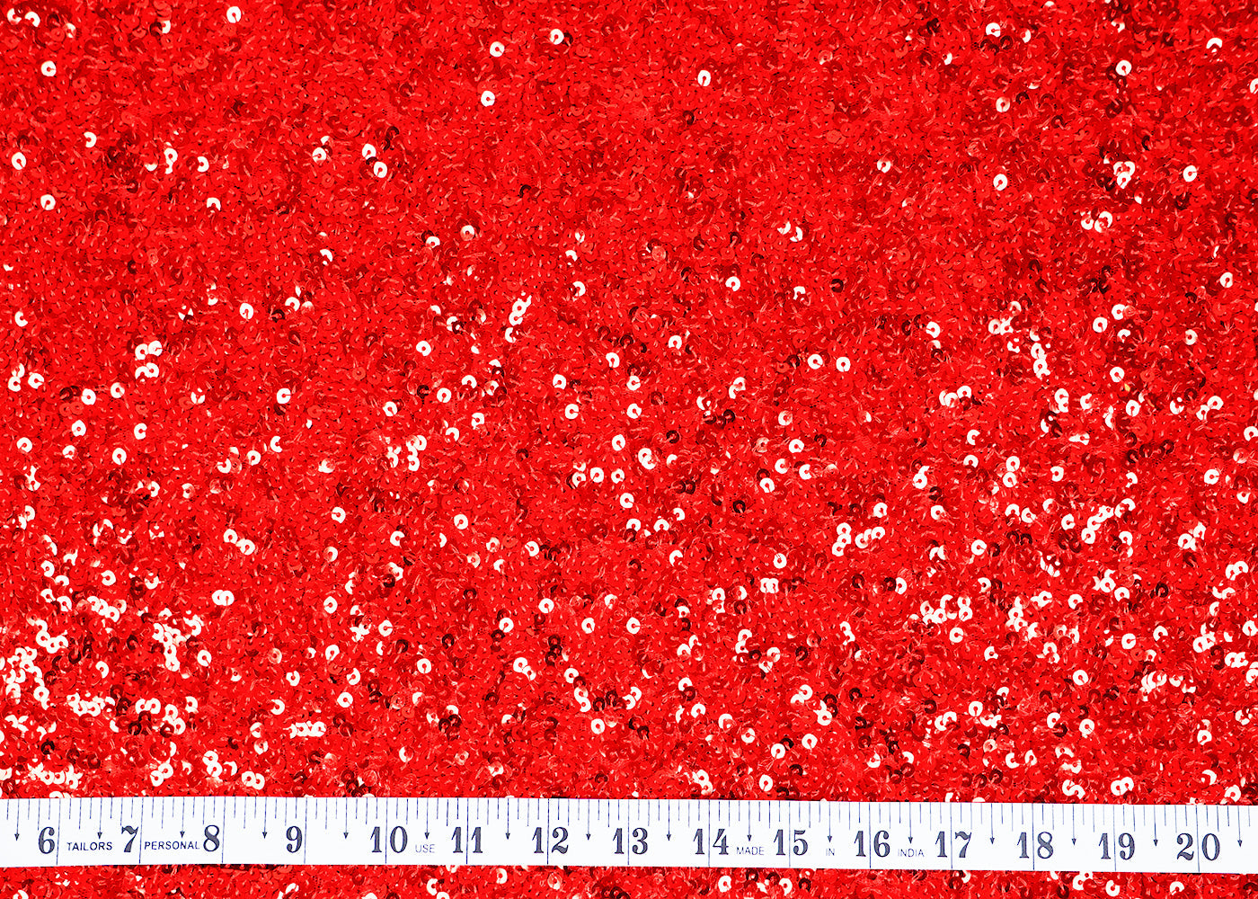 Red Net Fabric With Allover Sequins Work 16209