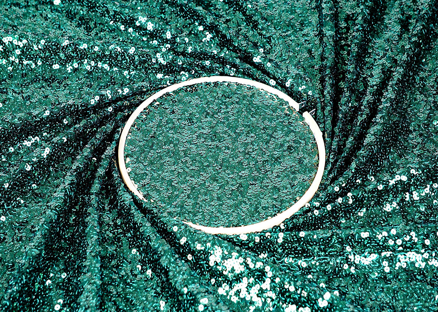 Bottle Green Net Fabric With Allover Sequins Work 16210