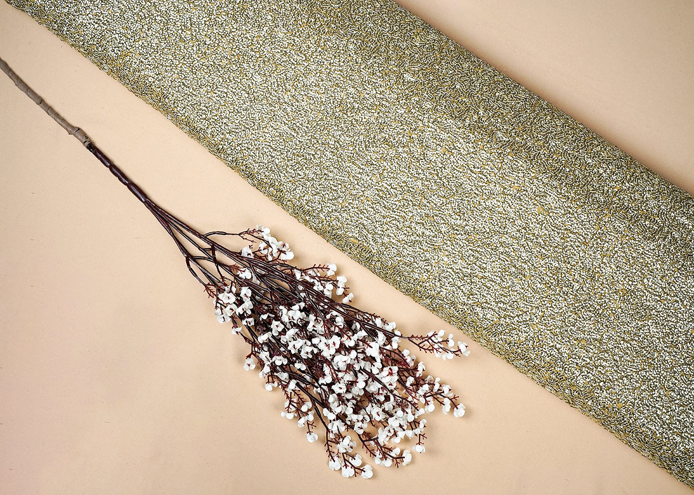 Light Golden Georgette Fabric With Allover Sequins Work 16212
