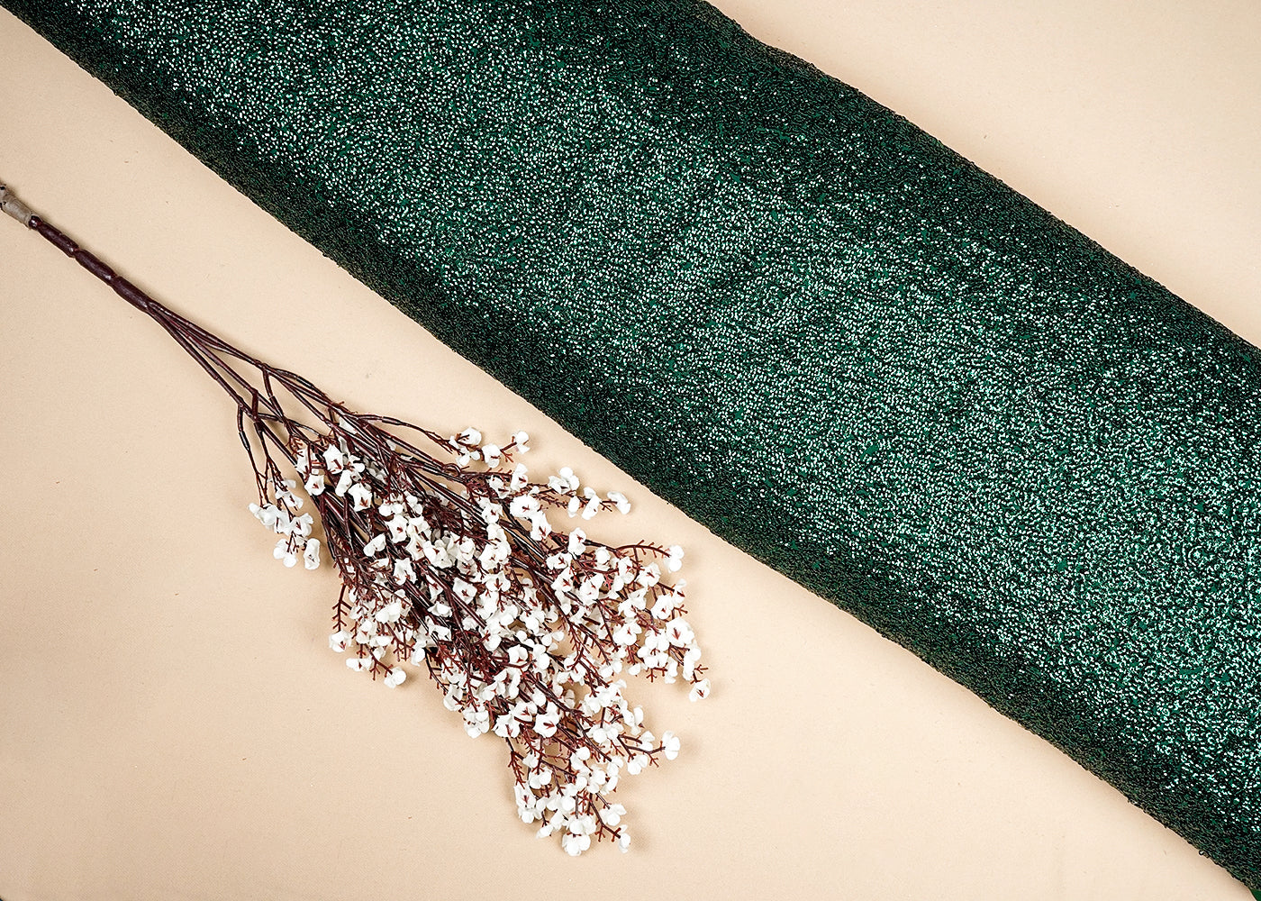 Bottle Green Georgette Fabric With Allover Sequins Work 16213