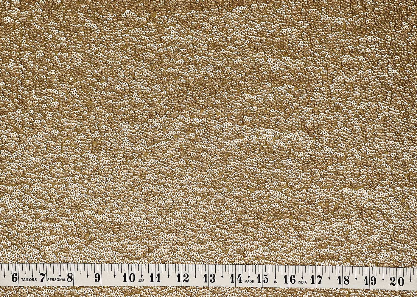 Gold Georgette Fabric With Allover Sequins Work 16216