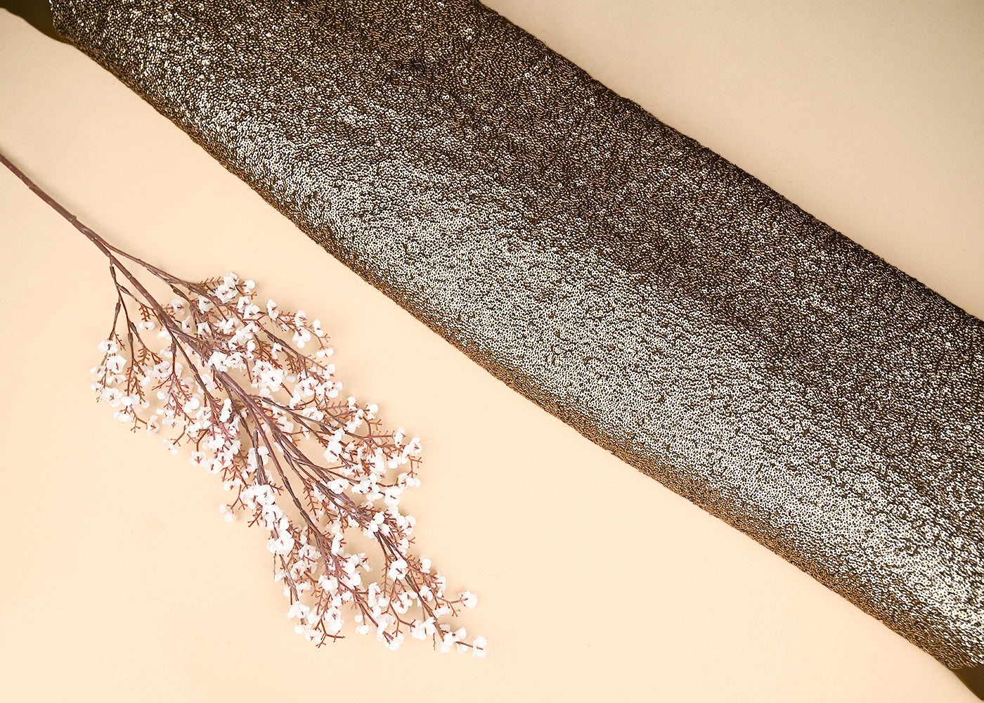 Coffee Georgette Fabric With Allover Sequins Work 16217