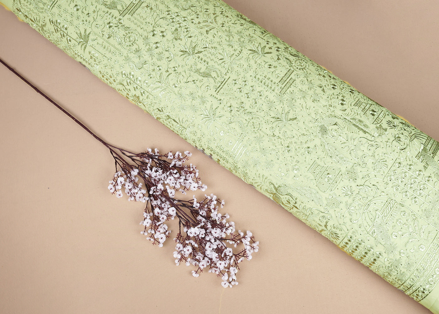 Pista Green Georgette Fabric Allove Thread And Swarovski Work 16279