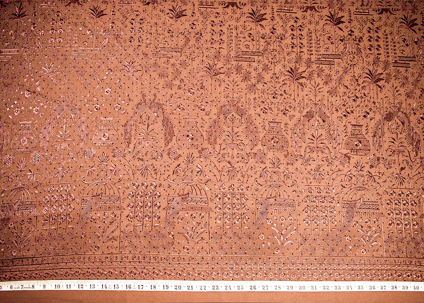 Brown Georgette Fabric With Allover Zari, Thread And Swarovski Work 16280