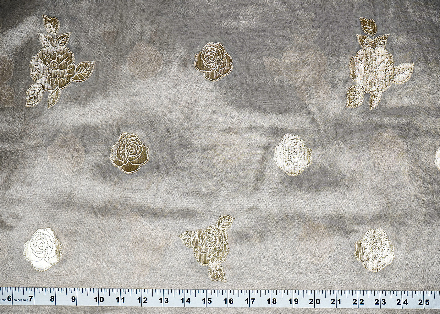 Golden Tissue Fabric With All Over Gotapatti And Thread Work 16314