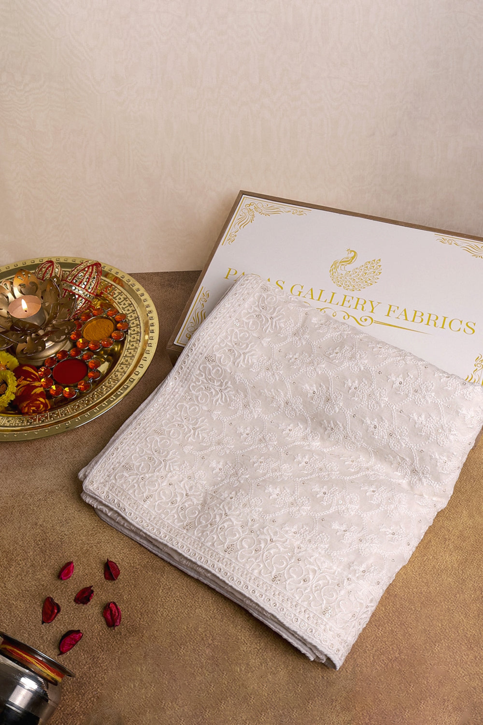 White Dyeable Georgette Dupatta With All Over Thread And Sequins Work 16379