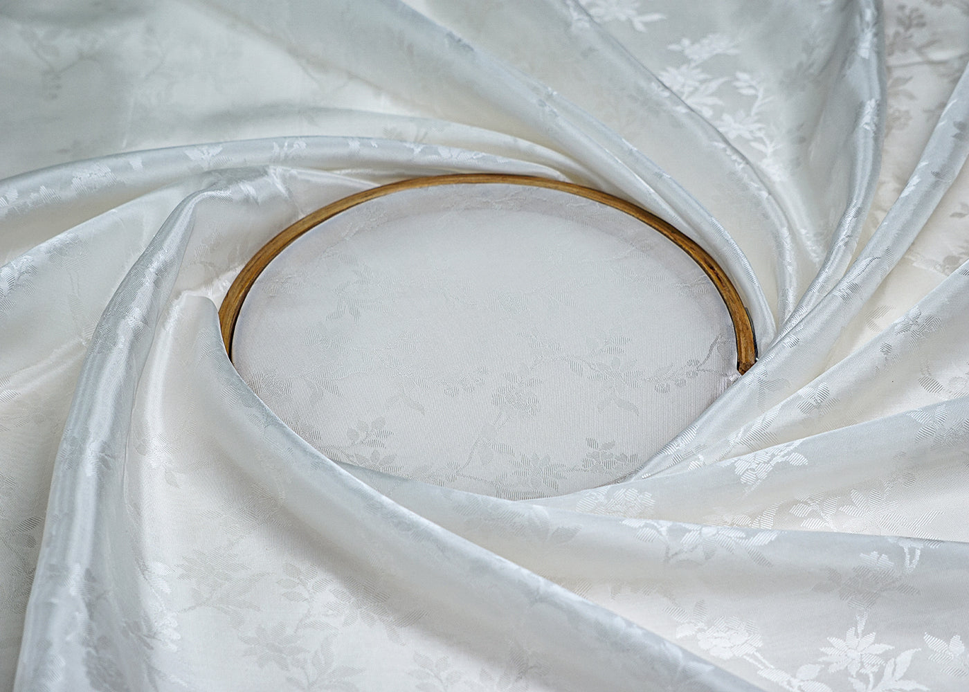 White Upada Silk Fabric With All Over Self Work 16423