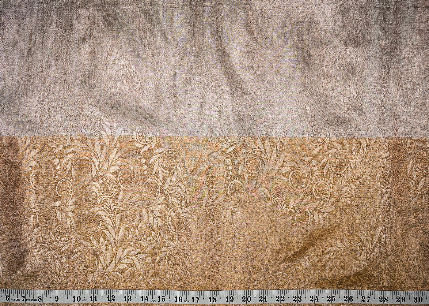 Rose Gold Tissue Fabric With All Over Traditional Self Work 16485