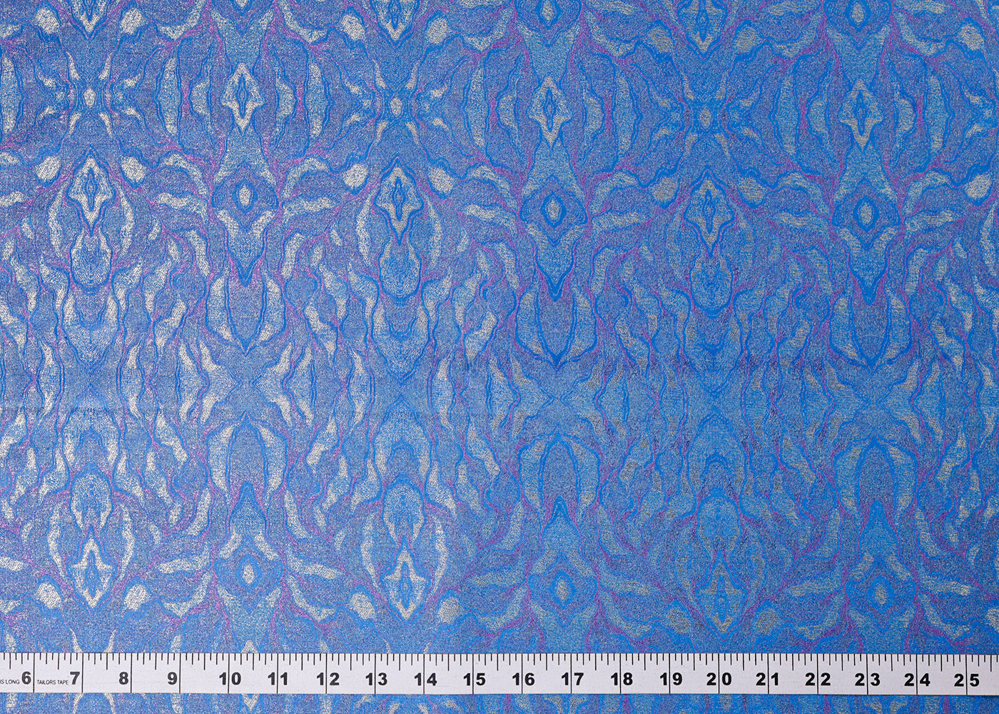Blue Banarasi Brocade Fabric With All Over Golden Zari Handloom 16505