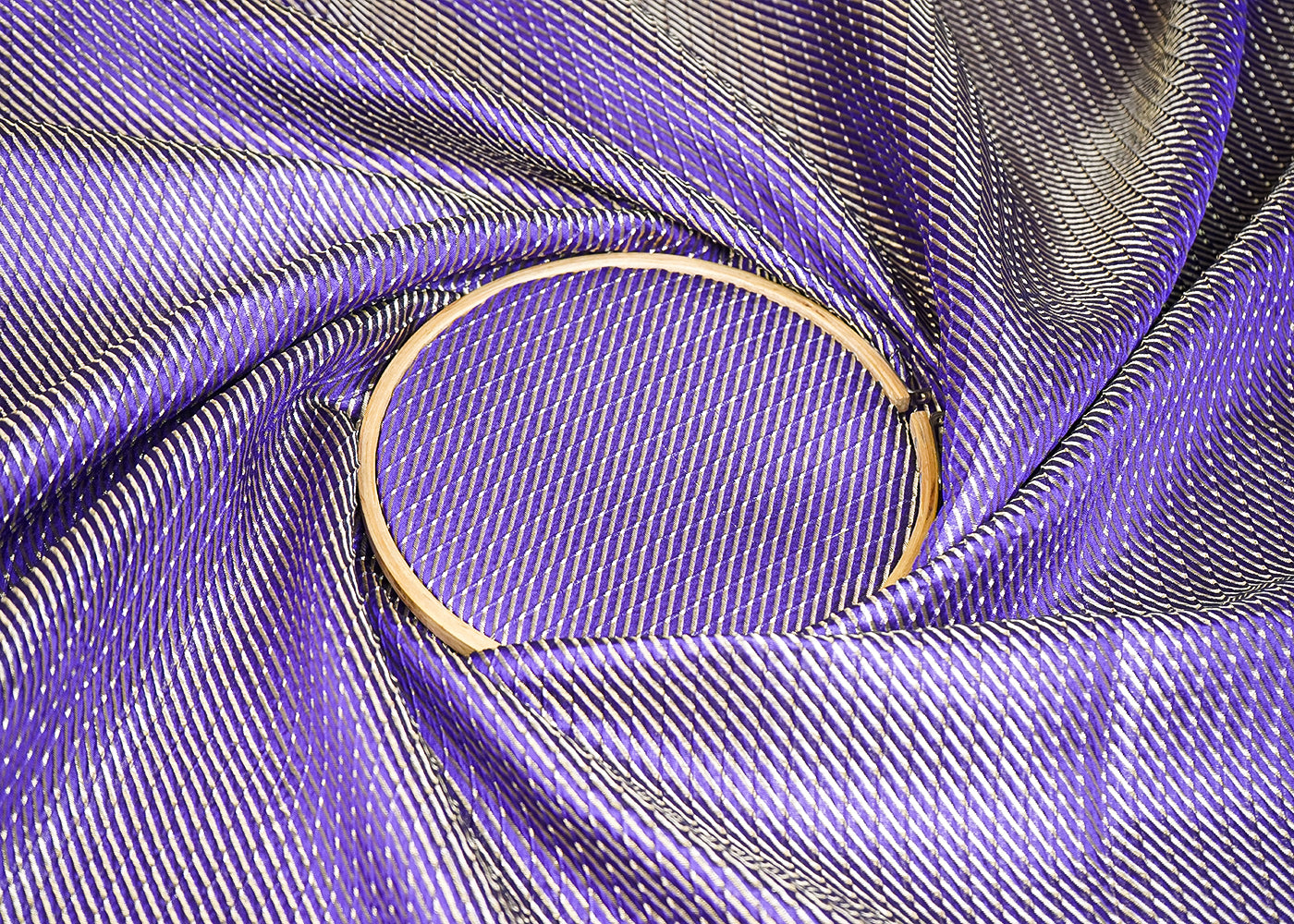 Dark Purple Banarasi Silk Fabric With All Over Golden Zari Handloom 16509