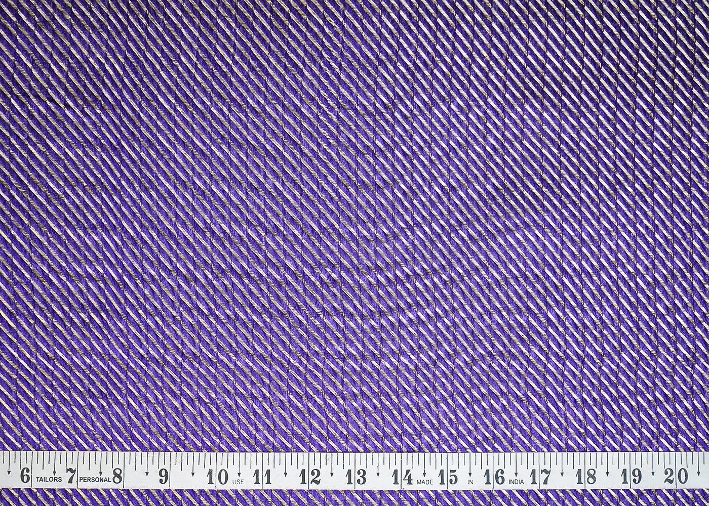 Dark Purple Banarasi Silk Fabric With All Over Golden Zari Handloom 16509