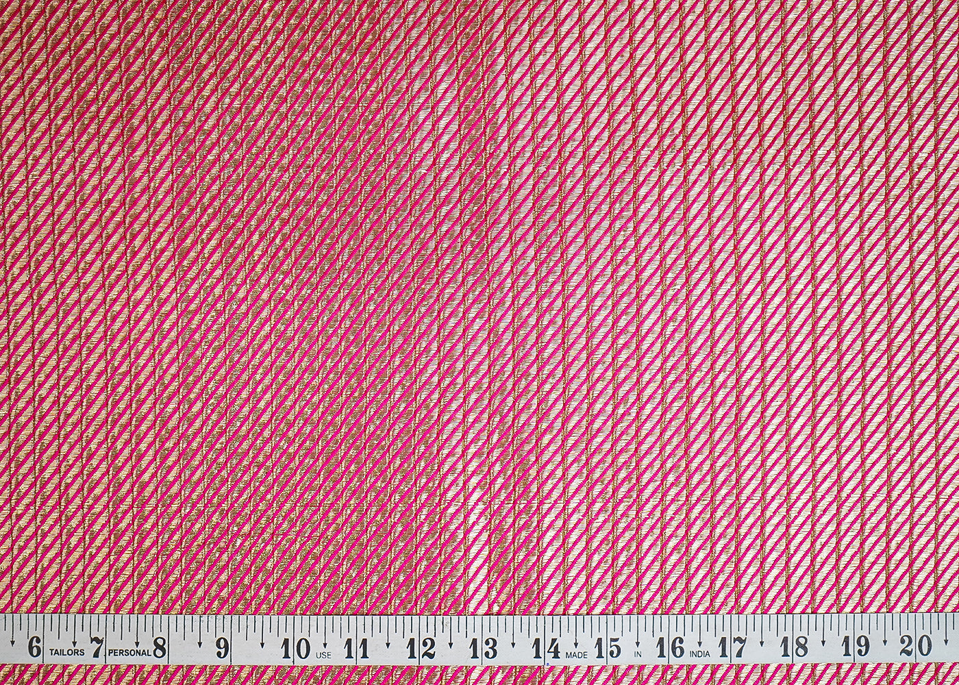 Pink Banarasi Silk Fabric With All Over Golden Zari Handloom 16510